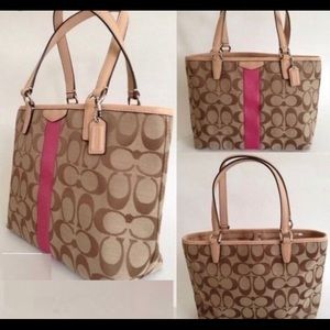 Coach F50792- Signature Stripe Top Handle Tote